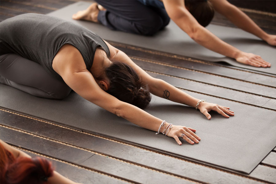 Yoga in our courtyard