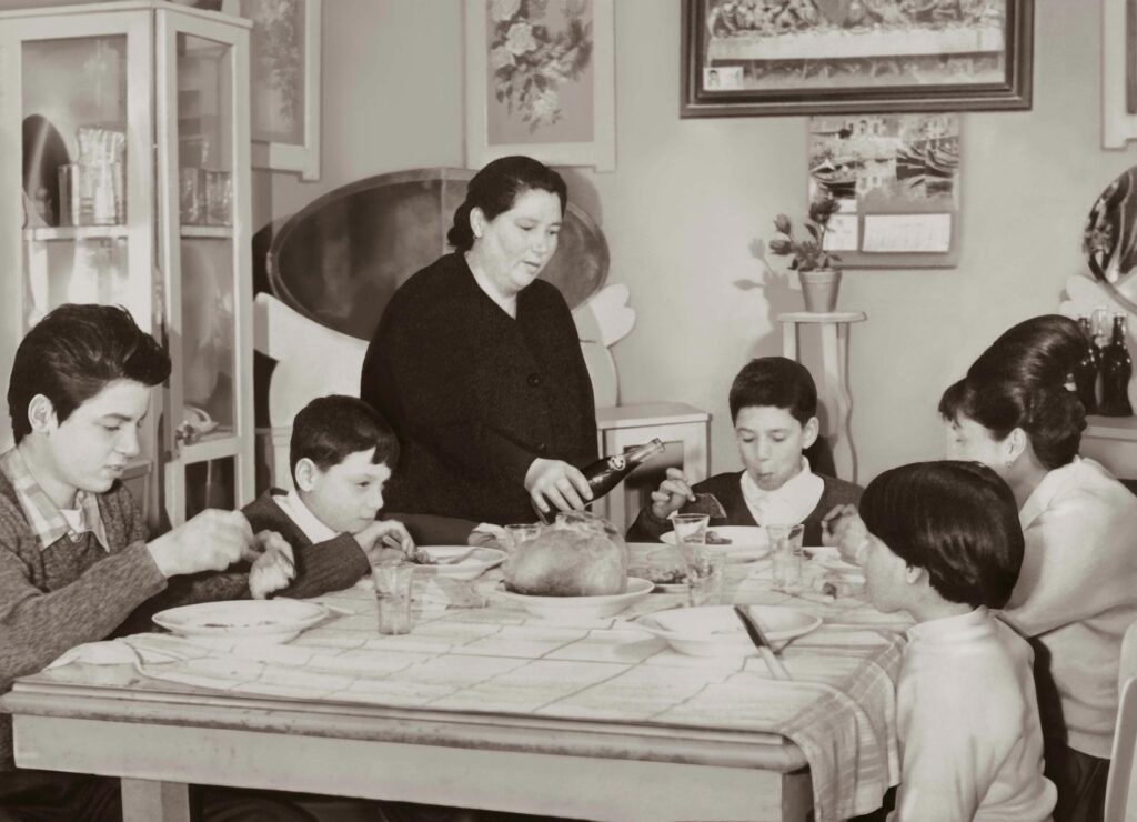 grandma preparing food for her grandchildren